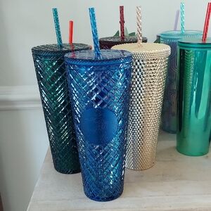 Starbucks‎ 24oz, Blue Jeweled Cold Cup w/straw, Holiday 2022 Collectible, NEW!!!